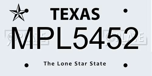 MPL5452 Texas License Plate