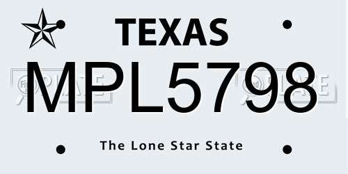 MPL5798 Texas License Plate