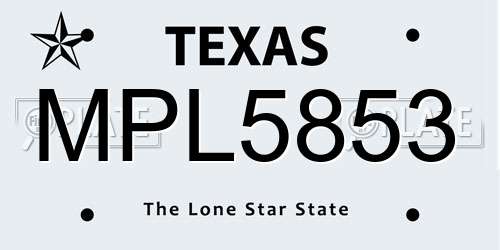 MPL5853 Texas License Plate