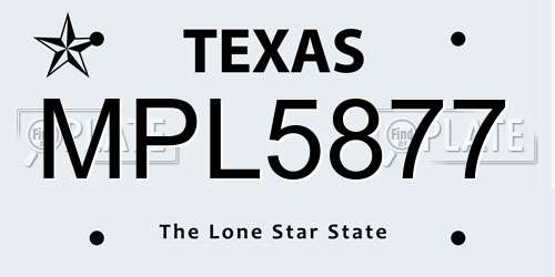 MPL5877 Texas License Plate