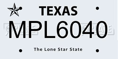 MPL6040 Texas License Plate