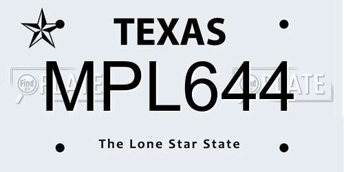 MPL644 Texas License Plate