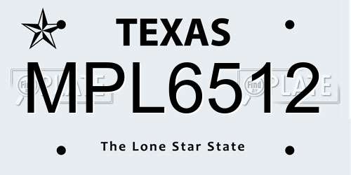 MPL6512 Texas License Plate