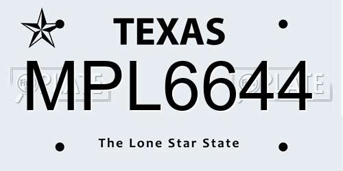 MPL6644 Texas License Plate