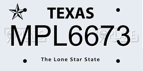 MPL6673 Texas License Plate