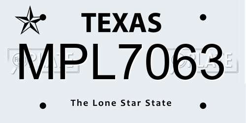 MPL7063 Texas License Plate