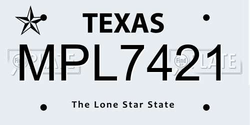 MPL7421 Texas License Plate