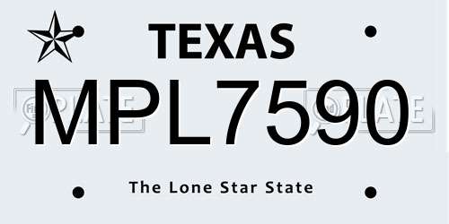 MPL7590 Texas License Plate