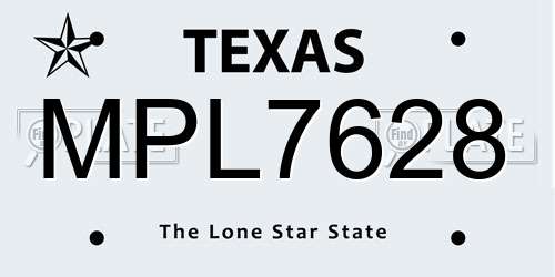 MPL7628 Texas License Plate