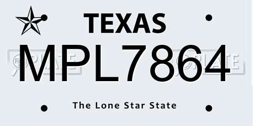 MPL7864 Texas License Plate