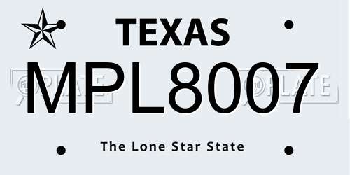 MPL8007 Texas License Plate