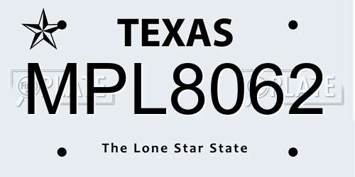 MPL8062 Texas License Plate