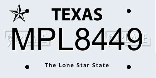 MPL8449 Texas License Plate