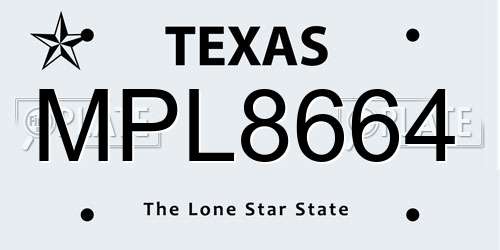 MPL8664 Texas License Plate