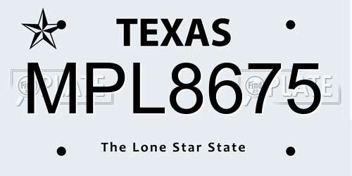 MPL8675 Texas License Plate