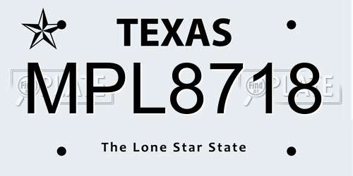 MPL8718 Texas License Plate