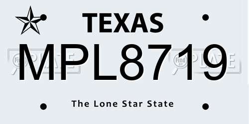 MPL8719 Texas License Plate