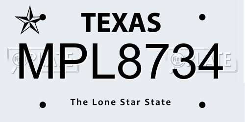 MPL8734 Texas License Plate