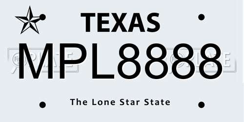 MPL8888 Texas License Plate