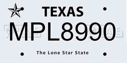 MPL8990 Texas License Plate