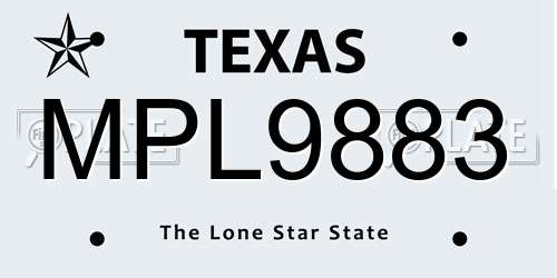 MPL9883 Texas License Plate