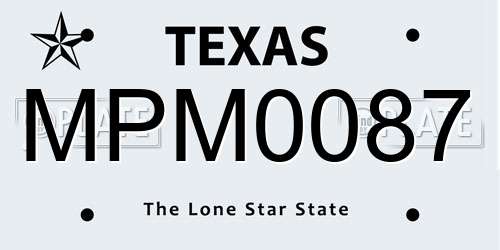 MPM0087 Texas License Plate