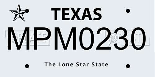 MPM0230 Texas License Plate