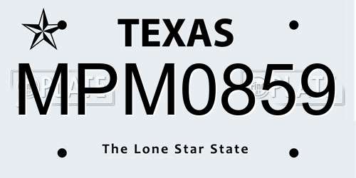 MPM0859 Texas License Plate