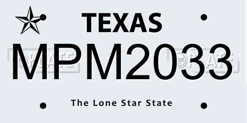 MPM2033 Texas License Plate