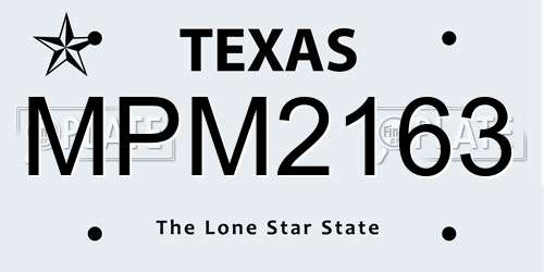 MPM2163 Texas License Plate
