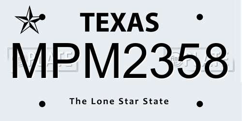 MPM2358 Texas License Plate