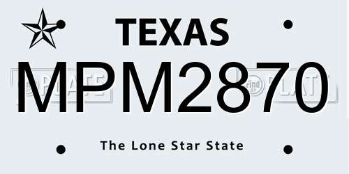 MPM2870 Texas License Plate