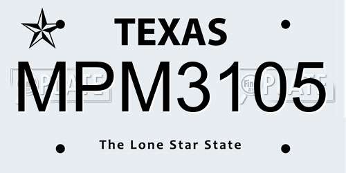 MPM3105 Texas License Plate