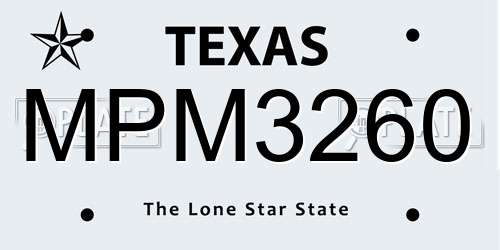 MPM3260 Texas License Plate