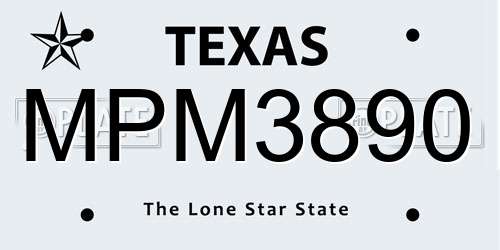 MPM3890 Texas License Plate