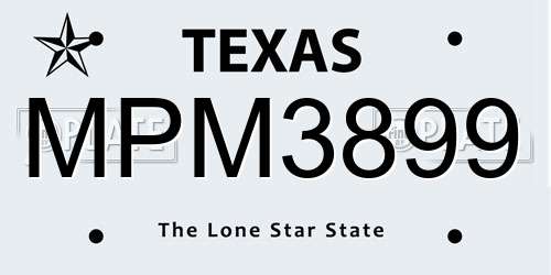 MPM3899 Texas License Plate