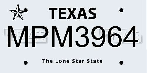 MPM3964 Texas License Plate