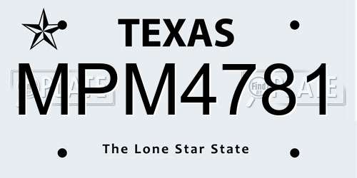 MPM4781 Texas License Plate