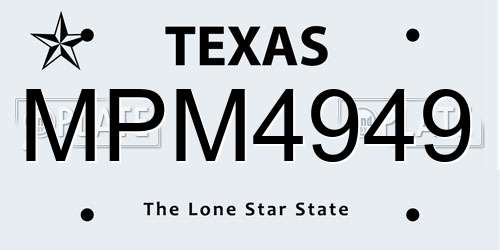 MPM4949 Texas License Plate