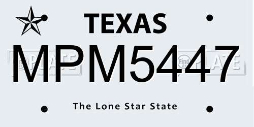MPM5447 Texas License Plate