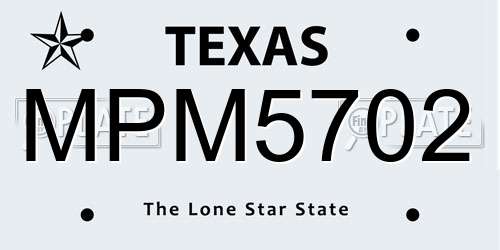 MPM5702 Texas License Plate