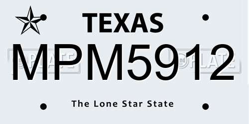 MPM5912 Texas License Plate