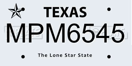 MPM6545 Texas License Plate