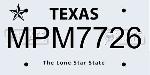MPM7726 Texas License Plate