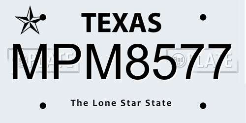 MPM8577 Texas License Plate
