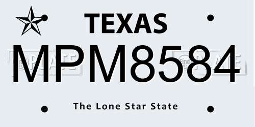 MPM8584 Texas License Plate