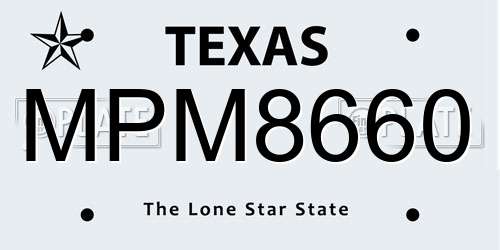 MPM8660 Texas License Plate