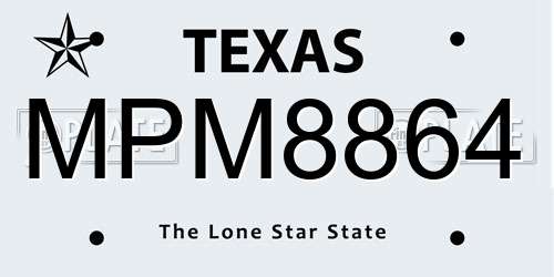 MPM8864 Texas License Plate