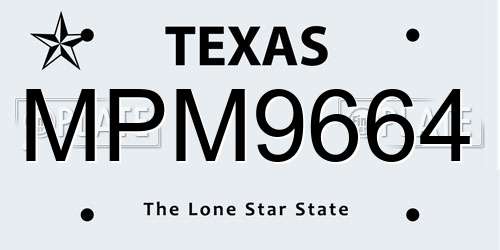 MPM9664 Texas License Plate