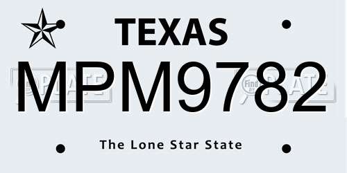 MPM9782 Texas License Plate